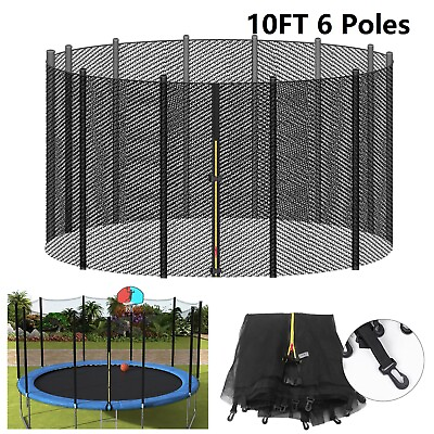 #ad Trampoline Safety Net Replacement For Round Trampoline 10FT 6 Poles w Zipper