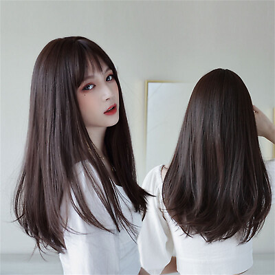 #ad Female Natural Short Hair Round Face Long Straight Hair Star Show Hair Store