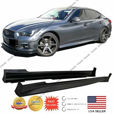 #ad MOD Style Black ABS Side Skirts Body Kit Fit for 2014 2021 Infiniti Q50 4 Door