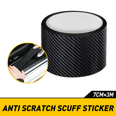 #ad 7CM*10#x27; Car Door Plate Sill Scuff Anti Sticker Scratch Bumper Strip Carbon Fiber