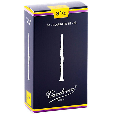 #ad Vandoren 10 PACK Traditional Bb Clarinet Reeds # 3.5 Strength 3 1 2 CR1035
