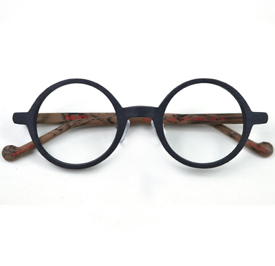 #ad Japanese Retro Acetate Round Glasses Women Men Wood BlackBrown Eyeglass frames