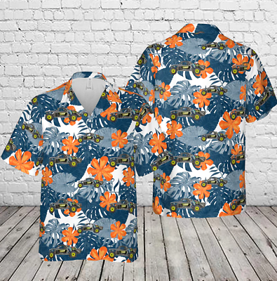 #ad Colorful Cars Pattern Casual Button Down Shirts Short Sleeve Soft Hawaii Shirt