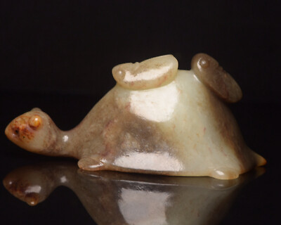 #ad Certifie Natural Hetian Jade Hand carved Exquisite Turtle Statue 15405