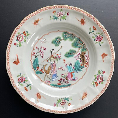 #ad Chinese Antique Famille Rose Plate 18th C Yongzheng Qianlong period #1913