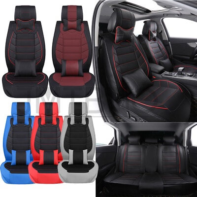 #ad Luxury Auto Decor 5 Sits Car Seat Cover Front Rear Cushion SUV Universal Set US