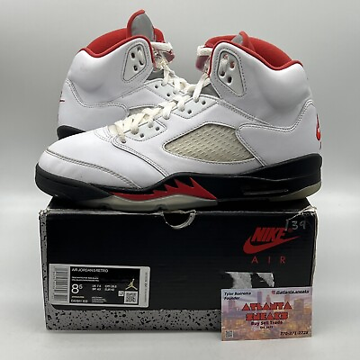 #ad Size 8.5 Jordan 5 Retro Mid Fire Red White Leather DA1911 102