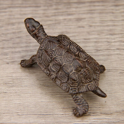 #ad Rare bronze handmade tortoise turtle Figure statue netsuke collect table decor