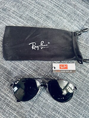 #ad Men’s Black Aviator Sunglasses By Ray Ban New