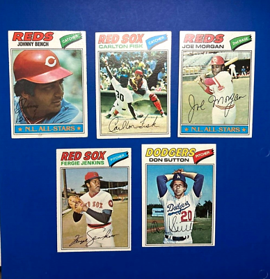 #ad 1977 Topps 5 Baseball Cards VGEX. W Morgan Bench Fisk Free Ship