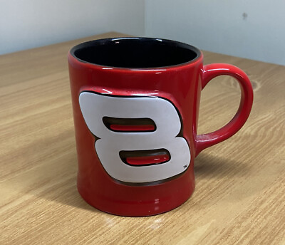 #ad Dale Earnhardt Jr #8 Coffee Mug Name Nascar Racing Red Black White 12oz
