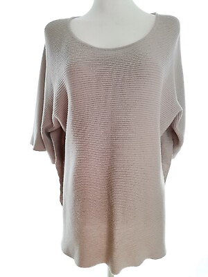 #ad Carla F Size M Grey Knit Tunic Blouse Acrylic Sleeve 3 4