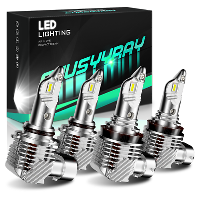 #ad 2 pairs H11 9005 Combo LED Headlight Hi Lo Beam Bright White Bulbs 6000K