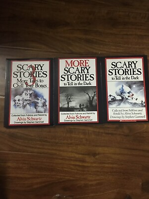 #ad Scary Stories To Tell In the Dark Treasury Bk Set 1 2 3 Original Alvin Schwartz