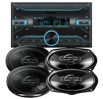 #ad 4x Pioneer 6x9quot; Speaker 2DIN AM FM USB Bluetooth Digital Media Car Stereo 75X4W