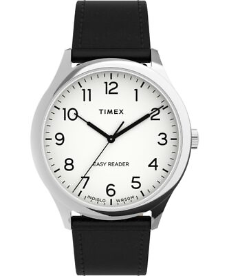 #ad Timex Men#x27;s Easy Reader Watch Classic 40mm Black Silver White 2U22100