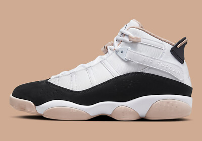 #ad Nike Air Jordan 6 Rings White Fossil Stone Black 322992 112 Men#x27;s Retro