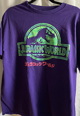 #ad Jurassic Park Jurassic World T Shirt Purple Size XL Dino Front Logo