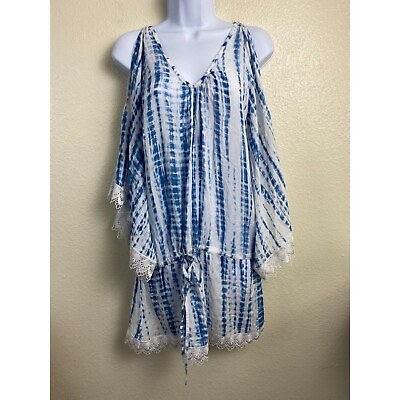 #ad NEW Lani Lau Hawaii Tie Dye Coverip Dress Womens One Size Blue Boho Medium