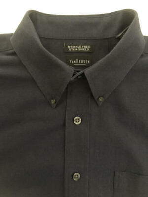 #ad VAN HEUSEN NWOT Long sleeve Button down Navy Cotton Poly Size LT
