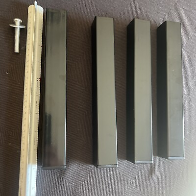 #ad Table Legs Solid Supports Sets Of 4: 9” Gloss Bk Metal Tall 1” Square