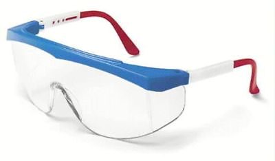 #ad MCR Safety Stratos Safety Glasses Work Eyewear RWB Frame with Clear Lens Z87