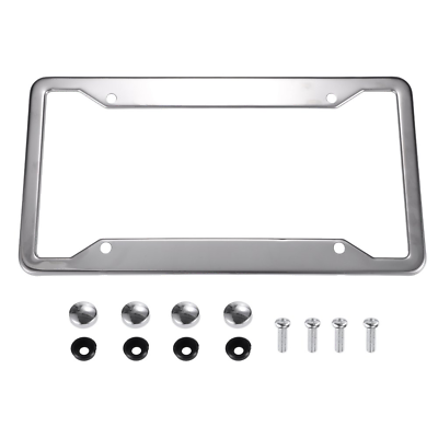 #ad License Plate Frame Metal Stainless Steel Front Rear Car Tag Cover Frames with S