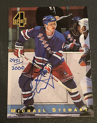 #ad 1994 Classic 4 Sport Hockey Numbered 2951 3000 Michael Stewart Autograph Rangers