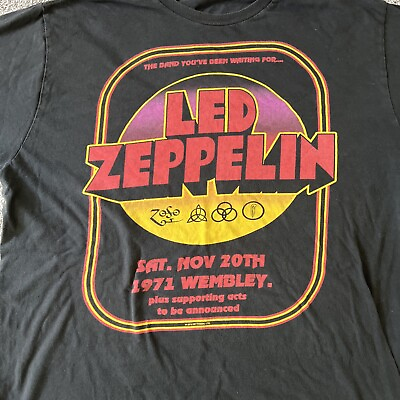 #ad Led Zepplin 2012 Black Tee T Shirt Mythgem XL Mens 1971 Wembley Zoso Concert