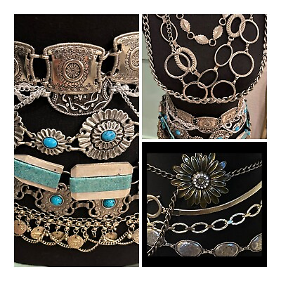#ad Vintage Mod 14 Silver Turquoise Concho Metal Belts All Sizes