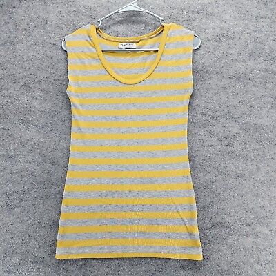 #ad Michael Stars Shirt Womens One Size Sleeveless Yellow Gray Striped
