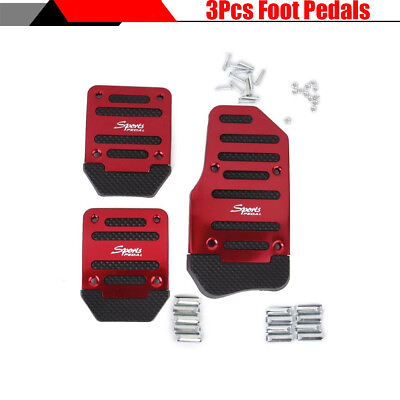 #ad 1 Set Vehicle Car Modified Red Throttle Brake Clutch Pedal Foot Pads Anti slip