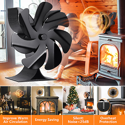 #ad 7 Blades Fireplace Stove Fan Heat Powered Eco friendly Stove Fan Fuel Saving USA
