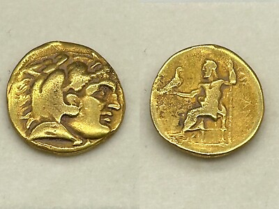 #ad 5.45gAuthentic Alexander III quot;The Great.quot; Zeus 18K Solid Gold Coin Rare #S500