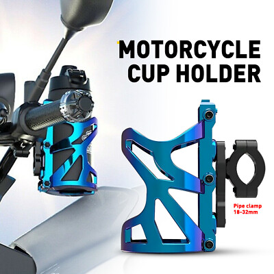 #ad Motorcycle Cup Blue Holder Handlebar Drink Bottle Holder Universal For ATV Bike