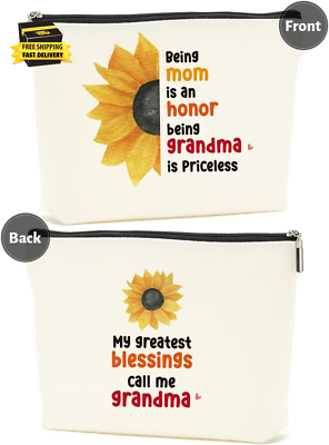 #ad Sunflower Grandma Makeup Cosmetic Bag Grandma Birthday Gifts Boho Rainbow Mother