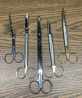 #ad Lot of 5 Assorted Medical or Surgical Curved Scissors