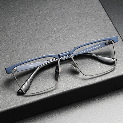 #ad Square Lens Titanium Eyeglasses Frame Adult Retro Vintage Full Rim Eyeswear