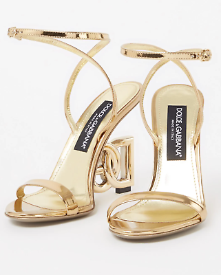 #ad Dolceamp;Gabbana Keira 105mm Gold Patent Leather Sandals New SS24 $879.00