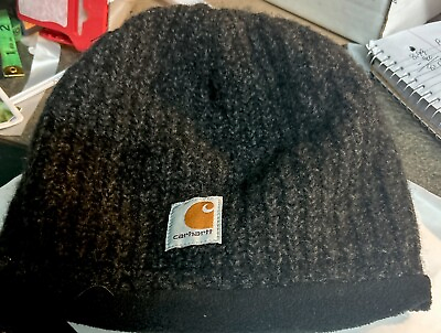 #ad Carhartt Unisex Beanie Black Chunky Knit fleece Lined One Size Fits Most
