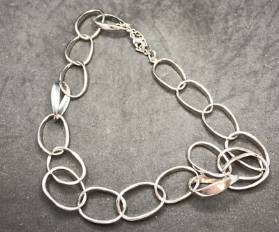 #ad silver tone chain choker necklace unbranded lobster clasp
