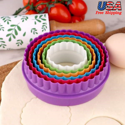#ad 6pcs Cookie Cutters Round shaped Random Color Cookie Press amp; Stamps for Kitchen