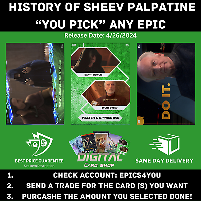 #ad Topps Star Wars Card Trader History of Sheev Palpatine YOU PICK any EPIC Card