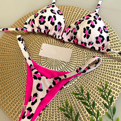 #ad Women Leopard Print Bikini Brazilian Swimwear 2pcs Set Swimming Suit Beach Wear $29.61