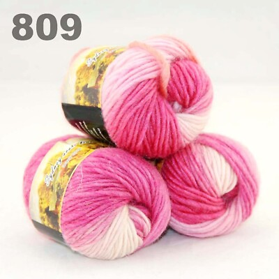 #ad Sale 3Ballsx50g Chunky Soft Needle Hand Knitting Blanket Scores Wool Yarn 809