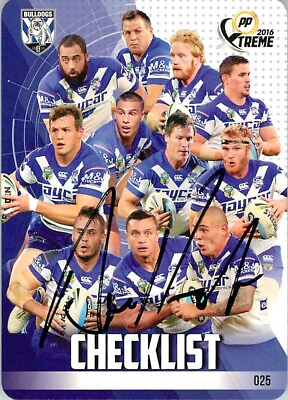 #ad Signed 2016 CANTERBURY BULLDOGS NRL Card DES HASLER