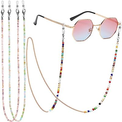 #ad 3 Pcs Eyeglasses Chains Sunglasses Strap Holder Crystal Beaded Colorful