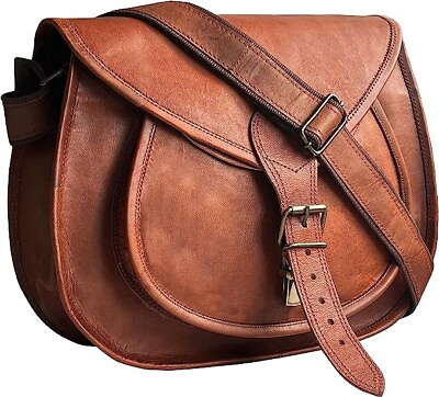 #ad Handmade Women Vintage Style Genuine Brown Leather Cross Body Shoulder Bag