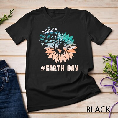 #ad Colorful Earth Day Tee Hippie Sunflower Earth Animal Lovers Unisex T shirt