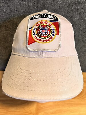 #ad USCG United States Coast Guard Baseball Cap White Hat Semper Paratus Patch 84256